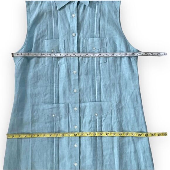 LaHabana Miami Linen Cubavera Cuban Style Guayabera Sleeveless Shirt Dress - Picture 15 of 16